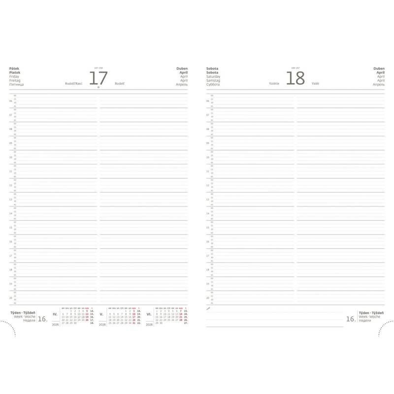 Denný diár A4 Print Classic angl. červený, 2026 Denný diár A4 Print Classic angl. červený, 2026