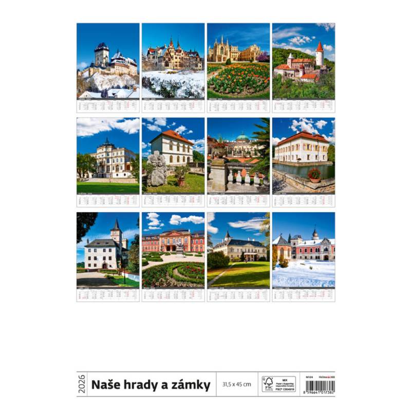 Kalendář Naše hrady a zámky, 2026 Kalendář Naše hrady a zámky, 2026