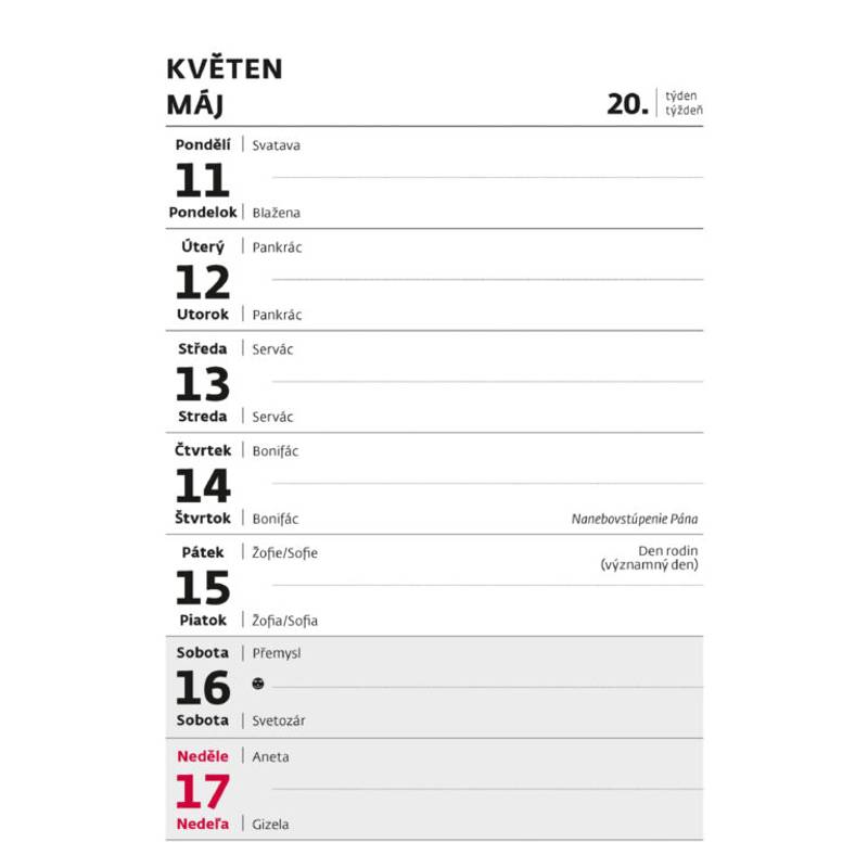 Týždenný trhací kalendár A5, 2026 Týždenný trhací kalendár A5, 2026