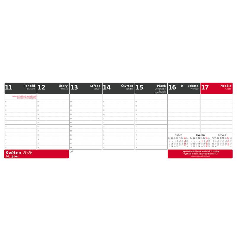 Plánovací kalendář s citáty, 2026 Plánovací kalendář s citáty, 2026
