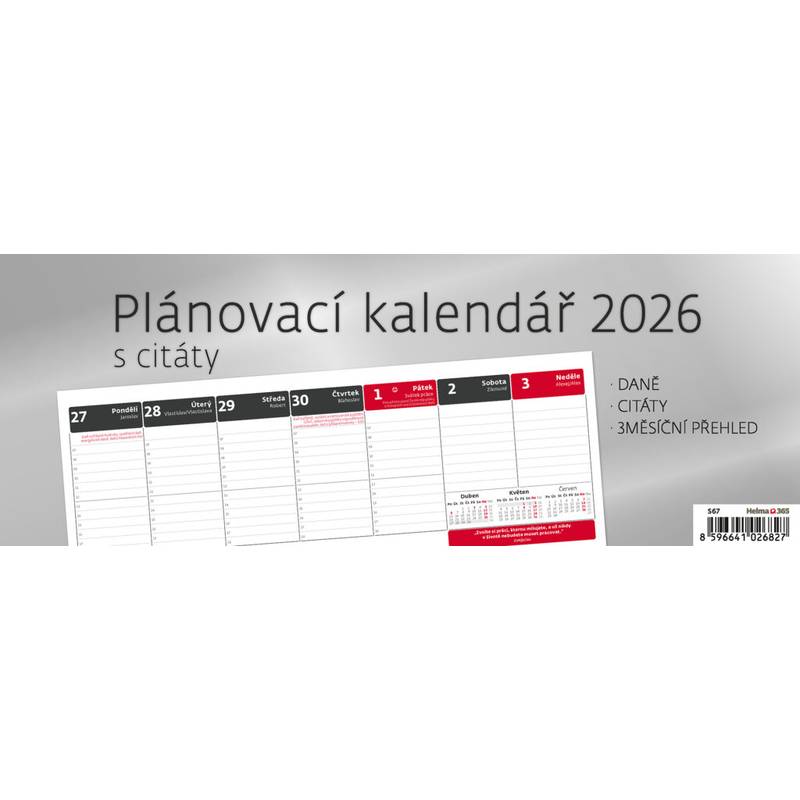 Plánovací kalendář s citáty, 2026 Plánovací kalendář s citáty, 2026