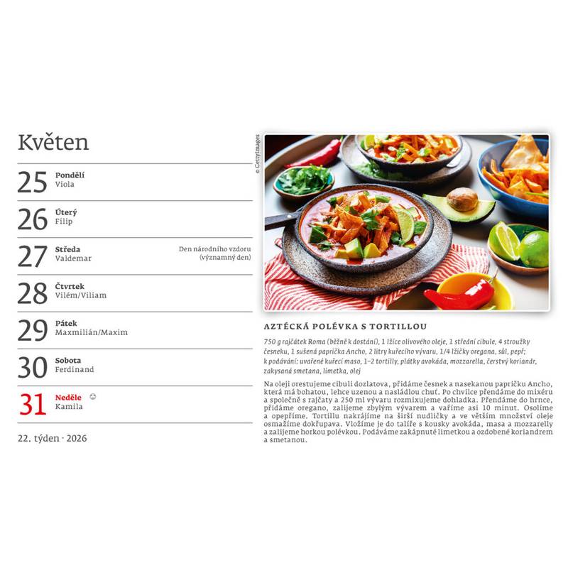 Kalendář Mezinárodní kuchařka, 2026 Kalendář Mezinárodní kuchařka, 2026