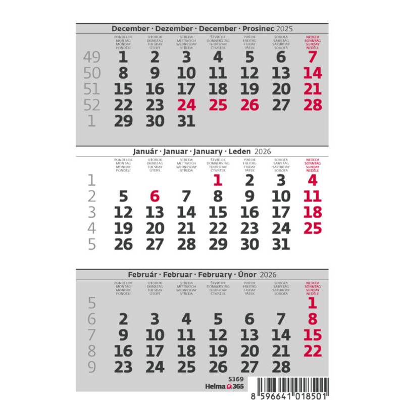 MINI tříměsíční kalendář ČR, 2026 MINI tříměsíční kalendář ČR, 2026