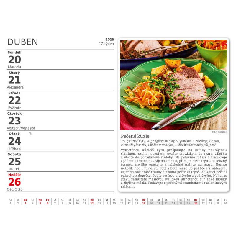 Kalendář Česká kuchyně, 2026 Kalendář Česká kuchyně, 2026