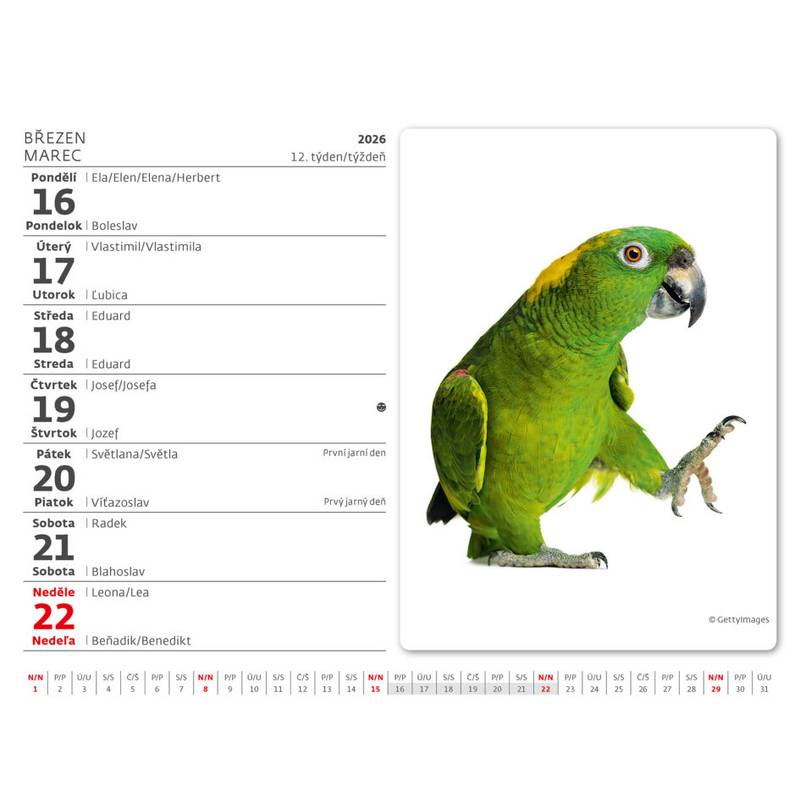 Kalendár Maznáčikovia, 2026 Kalendár Maznáčikovia, 2026