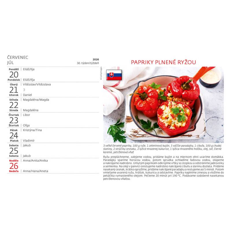 Kalendár Česko-slovenská kuchárka, 2026 Kalendár Česko-slovenská kuchárka, 2026