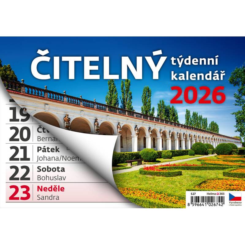 Čitelný týdenní kalendář, 2026 Čitelný týdenní kalendář, 2026