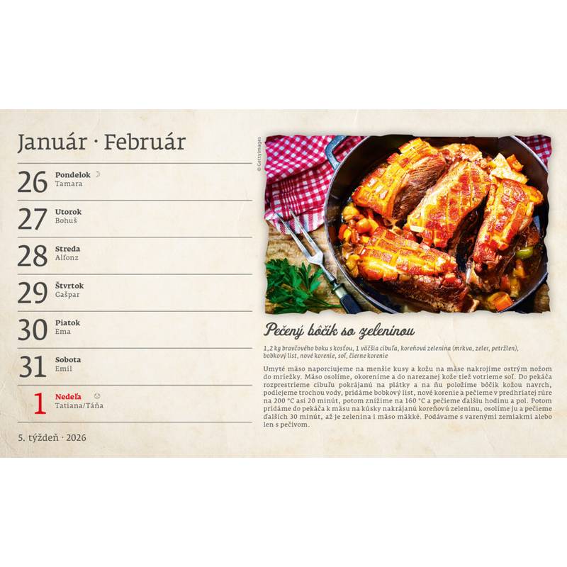 Kalendár Recepty starej mamy, 2026 Kalendár Recepty starej mamy, 2026