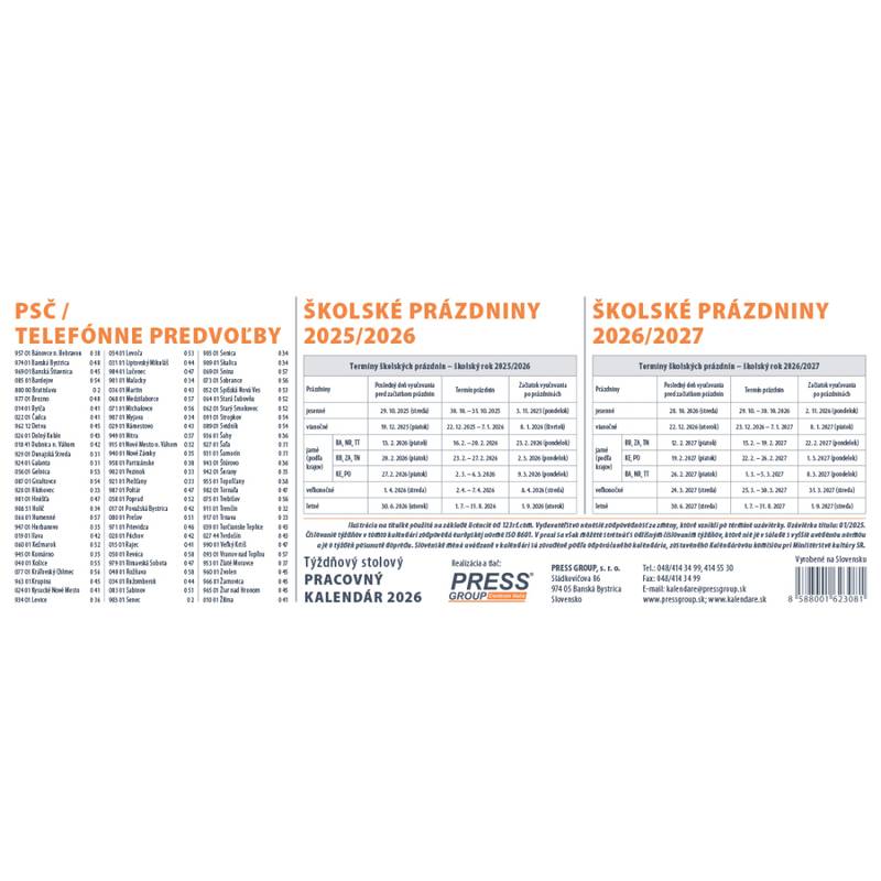 Stolový kalendár Pracovný veľký 2026 Stolový kalendár Pracovný veľký 2026
