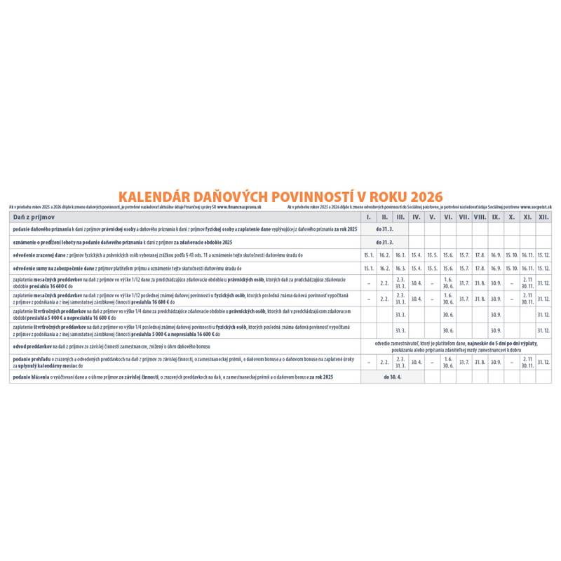 Stolový kalendár Pracovný veľký 2026 Stolový kalendár Pracovný veľký 2026