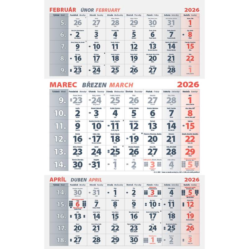 Nástenný kalendár TROJMESAČNÝ 2026 - Lúka Nástenný kalendár TROJMESAČNÝ 2026 - Lúka