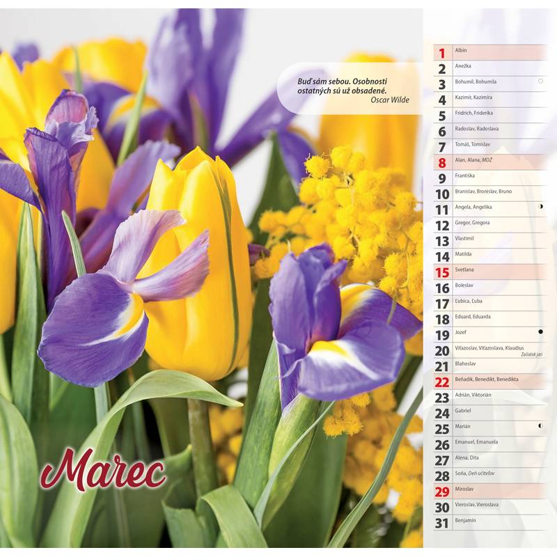 Nástenný kalendár KVETY 2026 Nástenný kalendár KVETY 2026