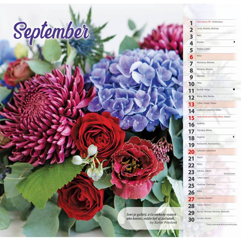 Nástenný kalendár KVETY 2026 Nástenný kalendár KVETY 2026