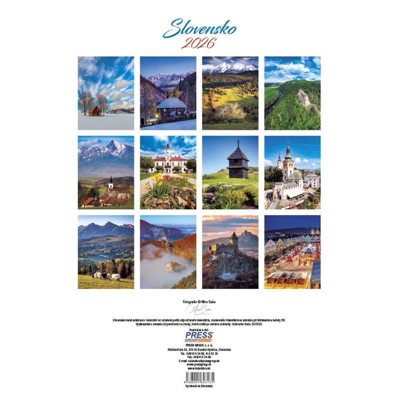 Nástenný kalendár SLOVENSKO 2026 Nástenný kalendár SLOVENSKO 2026