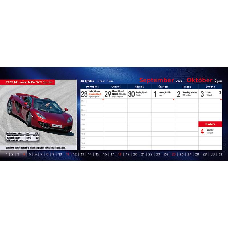 Stolový kalendár Autá 2026 Stolový kalendár Autá 2026
