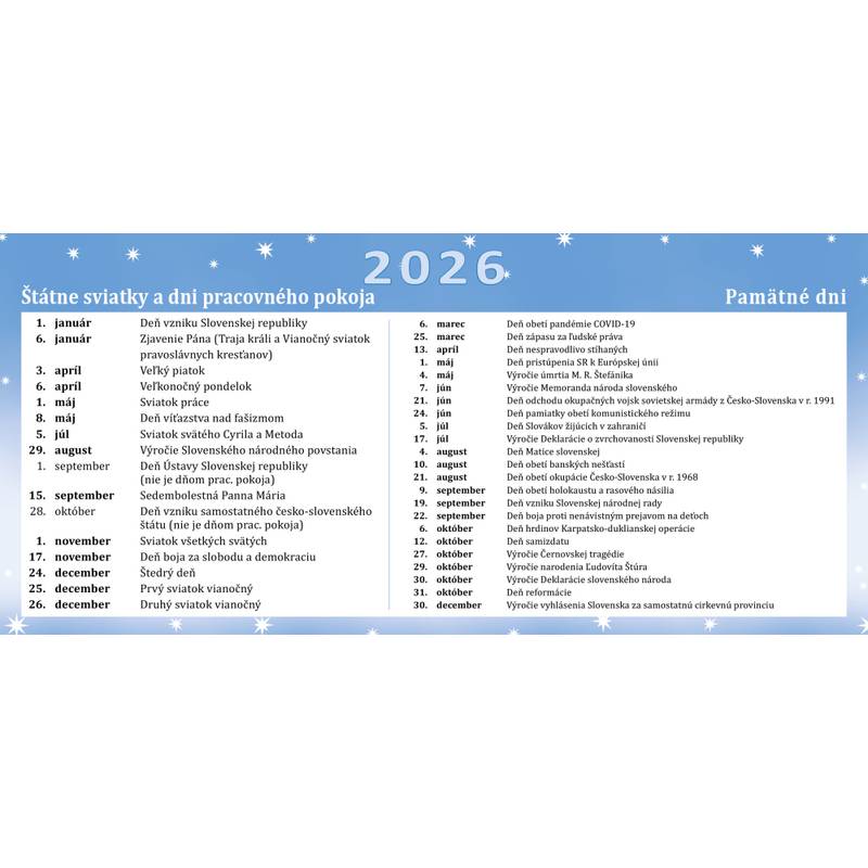 Stolový kalendár Lunárny 2026 Stolový kalendár Lunárny 2026