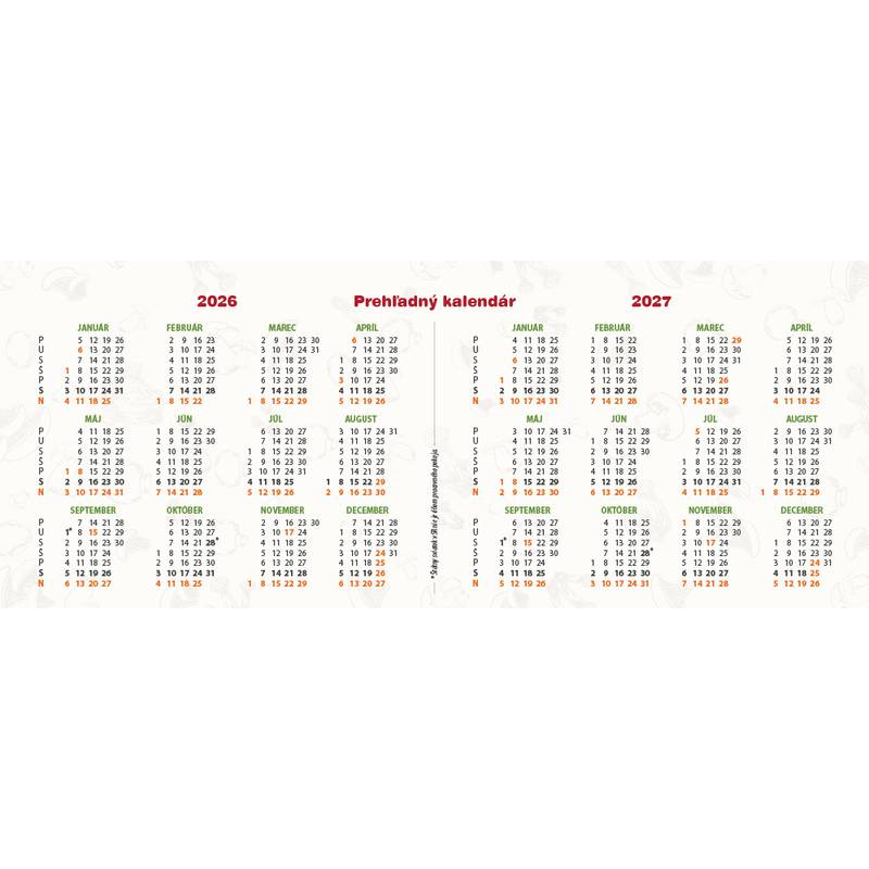 Stolový kalendár Huby 2026 Stolový kalendár Huby 2026