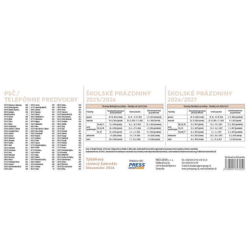 Stolový kalendár Slovensko 2026 Stolový kalendár Slovensko 2026