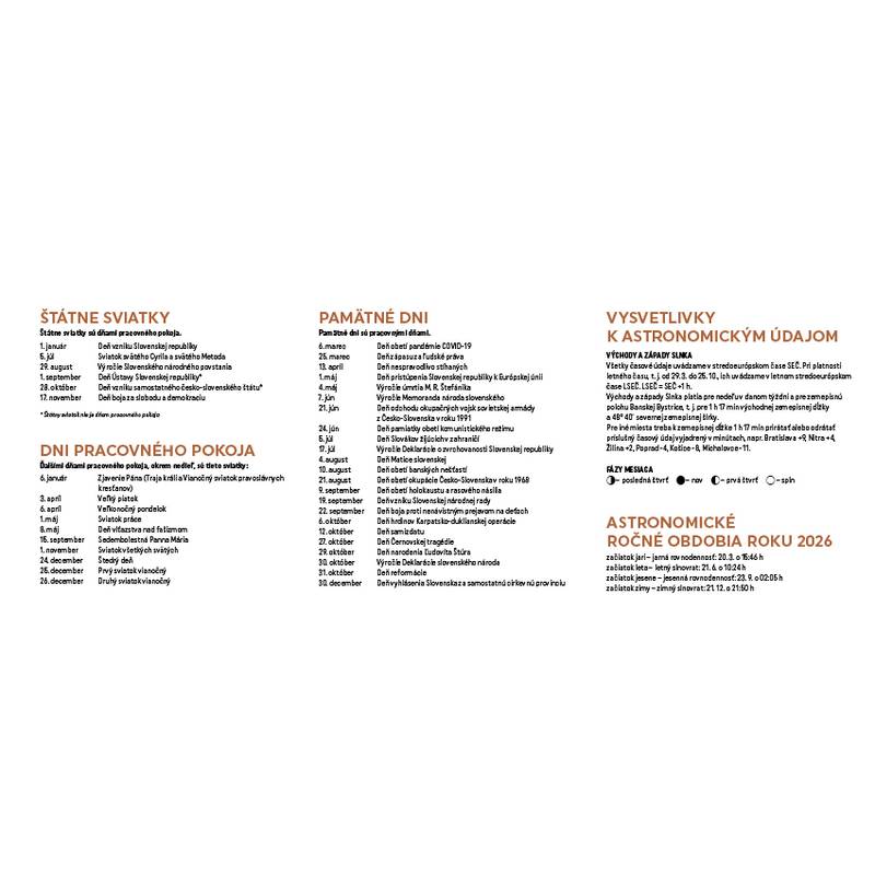Stolový kalendár Slovensko 2026 Stolový kalendár Slovensko 2026
