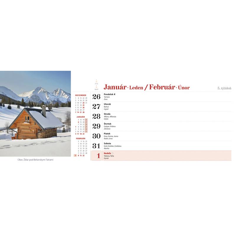 Stolový kalendár Vysoké Tatry 2026 Stolový kalendár Vysoké Tatry 2026
