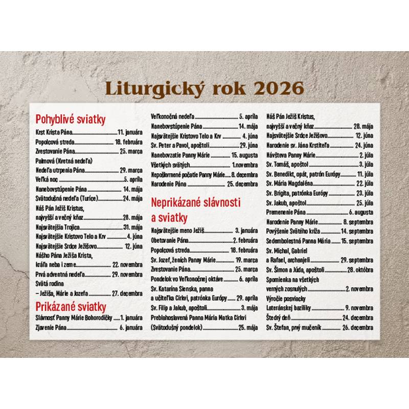 Stolový kalendár Katolícky 2026 Stolový kalendár Katolícky 2026