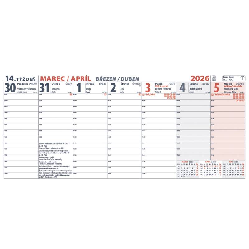 Stolový kalendár Plánovací MAXI 2026 Stolový kalendár Plánovací MAXI 2026