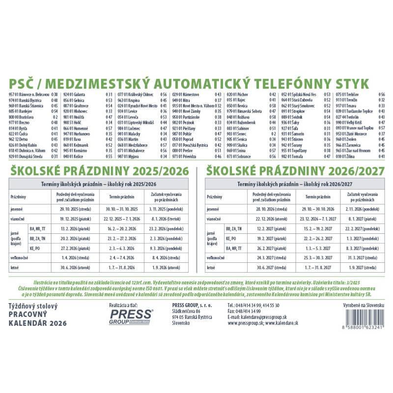 Stolový kalendár Pracovný malý 2026 Stolový kalendár Pracovný malý 2026