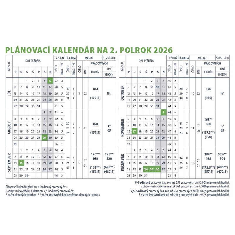 Stolový kalendár Pracovný malý 2026 Stolový kalendár Pracovný malý 2026