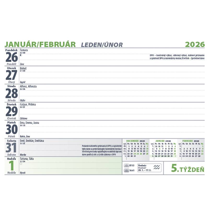 Stolový kalendár Pracovný malý 2026 Stolový kalendár Pracovný malý 2026