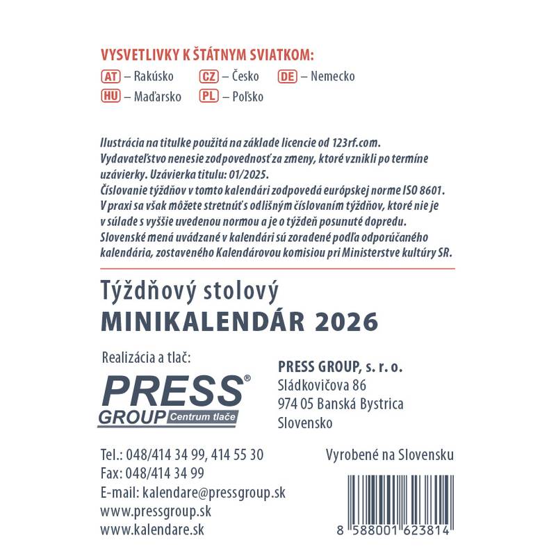 Stolový Minikalendár 2026 Stolový Minikalendár 2026