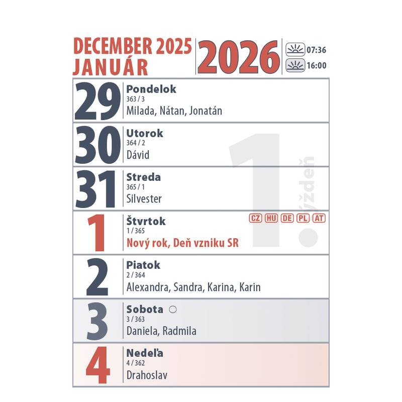 Stolový Minikalendár 2026 Stolový Minikalendár 2026