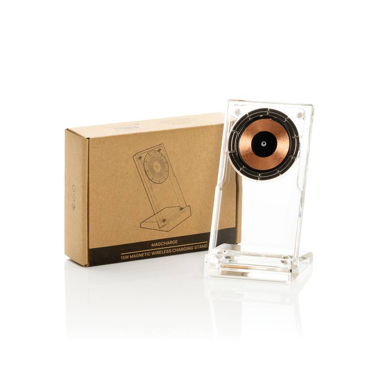 Magnetický bezdrôtový nabíjací stojan Magcharge 15W, transparentná Magnetický bezdrôtový nabíjací stojan Magcharge 15W, transparentná