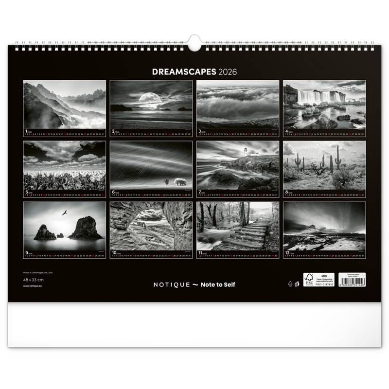 NOTIQUE Nástěnný kalendář Snová krajina 2026, 48 x 33 cm NOTIQUE Nástěnný kalendář Snová krajina 2026, 48 x 33 cm