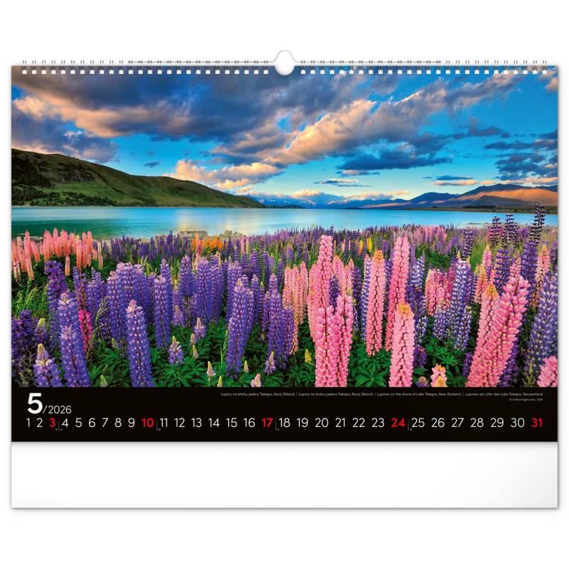 NOTIQUE Nástěnný kalendář Země 2026, 48 x 33 cm NOTIQUE Nástěnný kalendář Země 2026, 48 x 33 cm