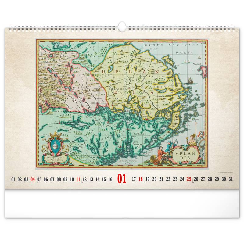 NOTIQUE Nástenný kalendár Staré mapy 2026, 48 x 33 cm NOTIQUE Nástenný kalendár Staré mapy 2026, 48 x 33 cm
