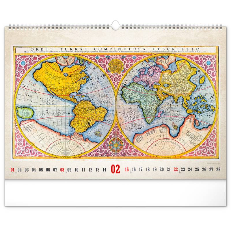 NOTIQUE Nástenný kalendár Staré mapy 2026, 48 x 33 cm NOTIQUE Nástenný kalendár Staré mapy 2026, 48 x 33 cm