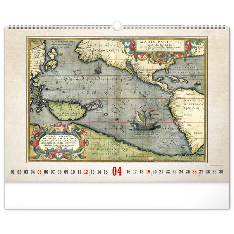 NOTIQUE Nástenný kalendár Staré mapy 2026, 48 x 33 cm NOTIQUE Nástenný kalendár Staré mapy 2026, 48 x 33 cm