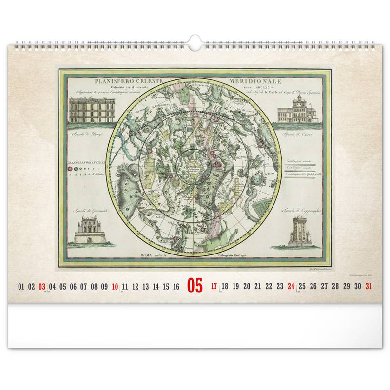 NOTIQUE Nástenný kalendár Staré mapy 2026, 48 x 33 cm NOTIQUE Nástenný kalendár Staré mapy 2026, 48 x 33 cm