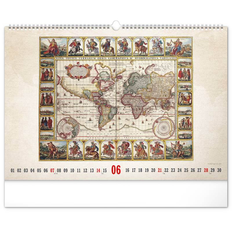 NOTIQUE Nástenný kalendár Staré mapy 2026, 48 x 33 cm NOTIQUE Nástenný kalendár Staré mapy 2026, 48 x 33 cm
