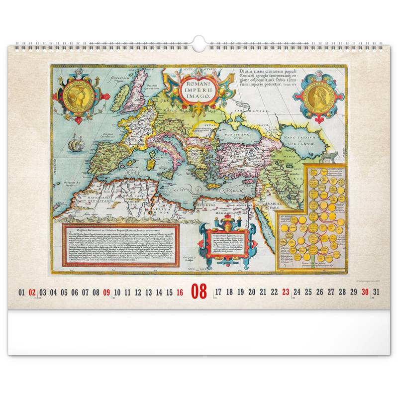 NOTIQUE Nástenný kalendár Staré mapy 2026, 48 x 33 cm NOTIQUE Nástenný kalendár Staré mapy 2026, 48 x 33 cm