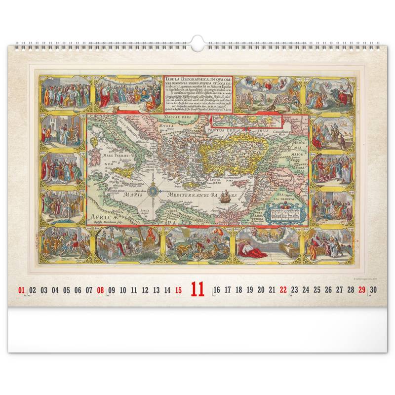 NOTIQUE Nástenný kalendár Staré mapy 2026, 48 x 33 cm NOTIQUE Nástenný kalendár Staré mapy 2026, 48 x 33 cm