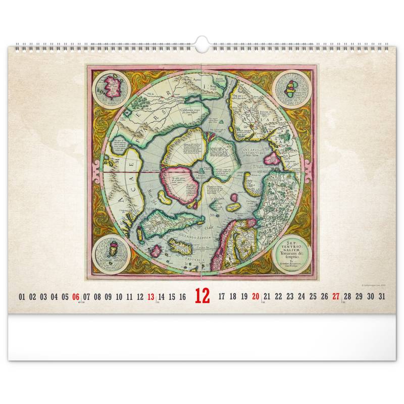 NOTIQUE Nástenný kalendár Staré mapy 2026, 48 x 33 cm NOTIQUE Nástenný kalendár Staré mapy 2026, 48 x 33 cm