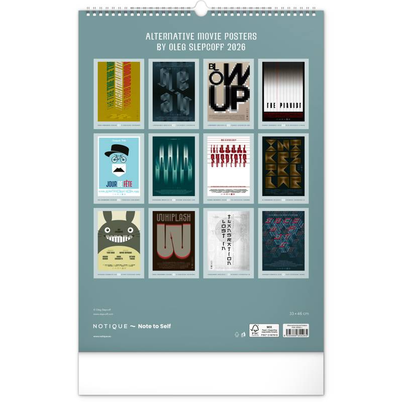 NOTIQUE Nástenný kalendár Alternative Movie Posters 2026, 33 x 46 cm NOTIQUE Nástenný kalendár Alternative Movie Posters 2026, 33 x 46 cm
