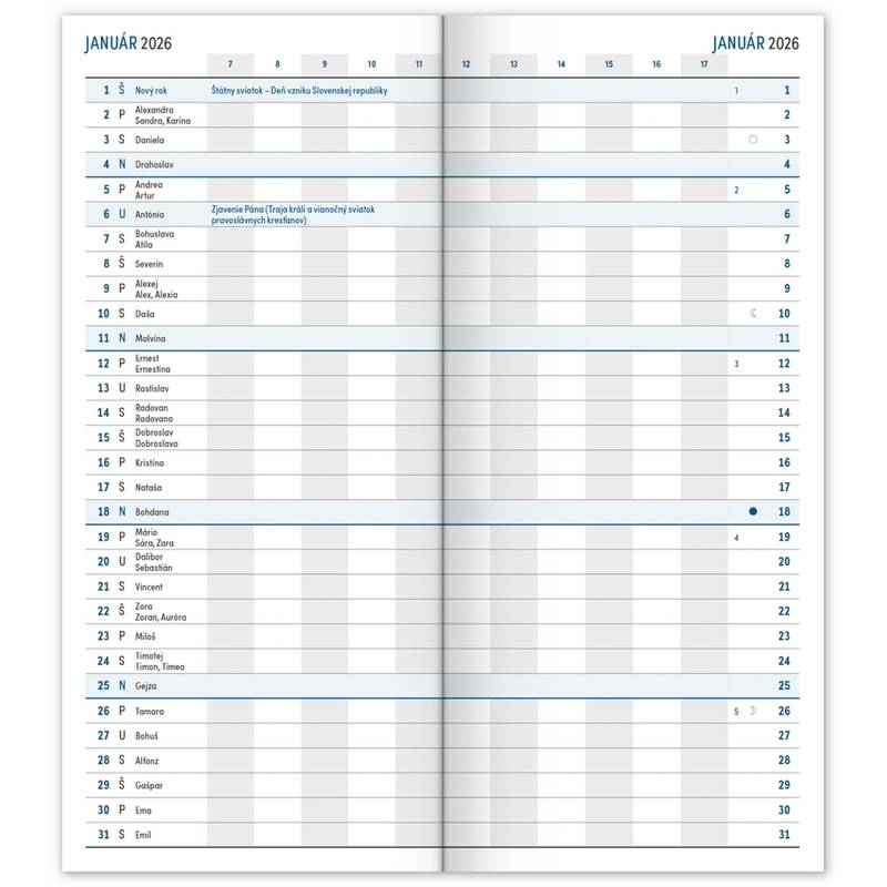 NOTIQUE Vreckový diár Modrý 2026, plánovací mesačný, 8 x 18 cm NOTIQUE Vreckový diár Modrý 2026, plánovací mesačný, 8 x 18 cm