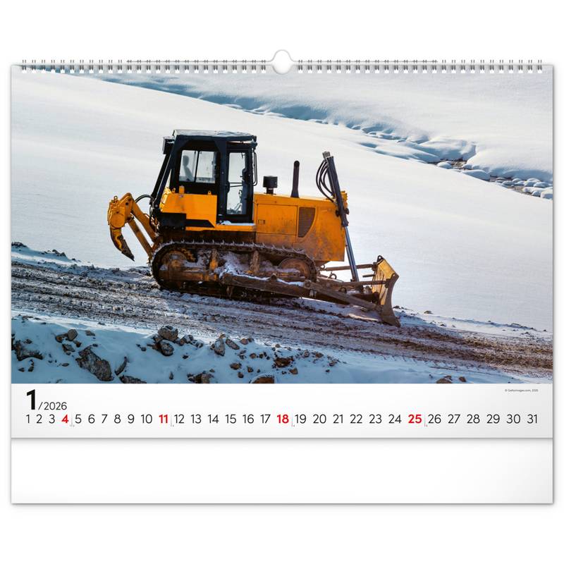 NOTIQUE Nástěnný kalendář Stavební stroje 2026, 48 x 33 cm NOTIQUE Nástěnný kalendář Stavební stroje 2026, 48 x 33 cm