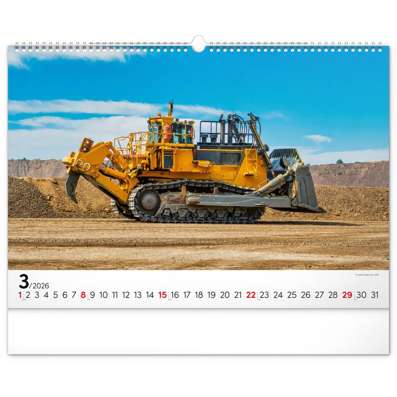 NOTIQUE Nástěnný kalendář Stavební stroje 2026, 48 x 33 cm NOTIQUE Nástěnný kalendář Stavební stroje 2026, 48 x 33 cm