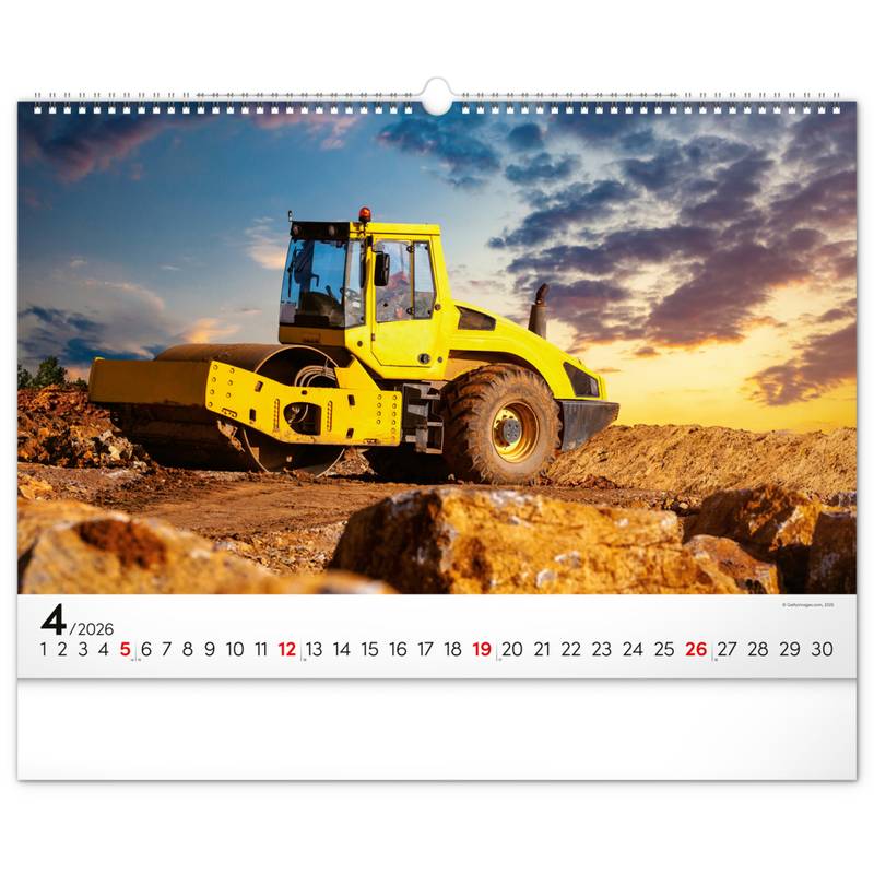 NOTIQUE Nástěnný kalendář Stavební stroje 2026, 48 x 33 cm NOTIQUE Nástěnný kalendář Stavební stroje 2026, 48 x 33 cm