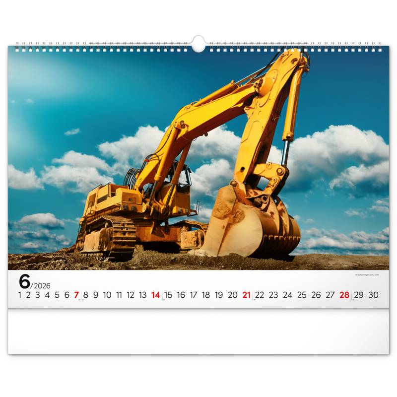 NOTIQUE Nástěnný kalendář Stavební stroje 2026, 48 x 33 cm NOTIQUE Nástěnný kalendář Stavební stroje 2026, 48 x 33 cm