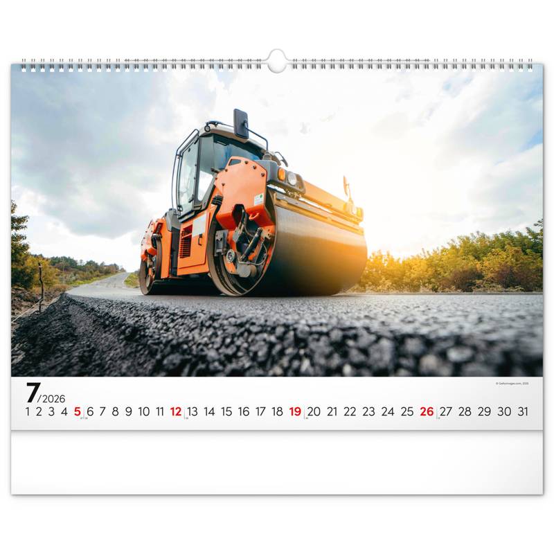 NOTIQUE Nástěnný kalendář Stavební stroje 2026, 48 x 33 cm NOTIQUE Nástěnný kalendář Stavební stroje 2026, 48 x 33 cm