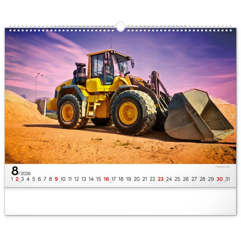 NOTIQUE Nástěnný kalendář Stavební stroje 2026, 48 x 33 cm NOTIQUE Nástěnný kalendář Stavební stroje 2026, 48 x 33 cm